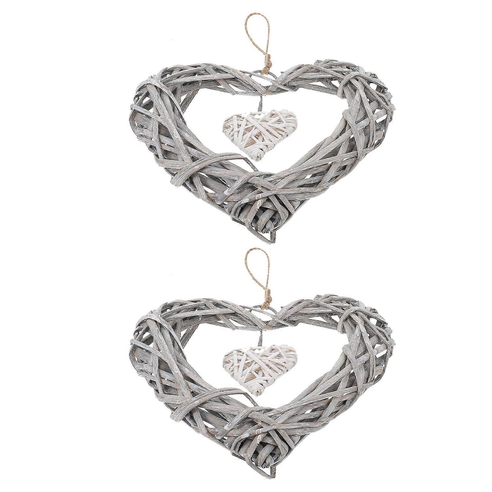 Heart Shape Wicker Ornaments Chic Double Heart Rattan Pendant Decor for Home Hanging Elegant Woven Design with Fine Craftsmanship