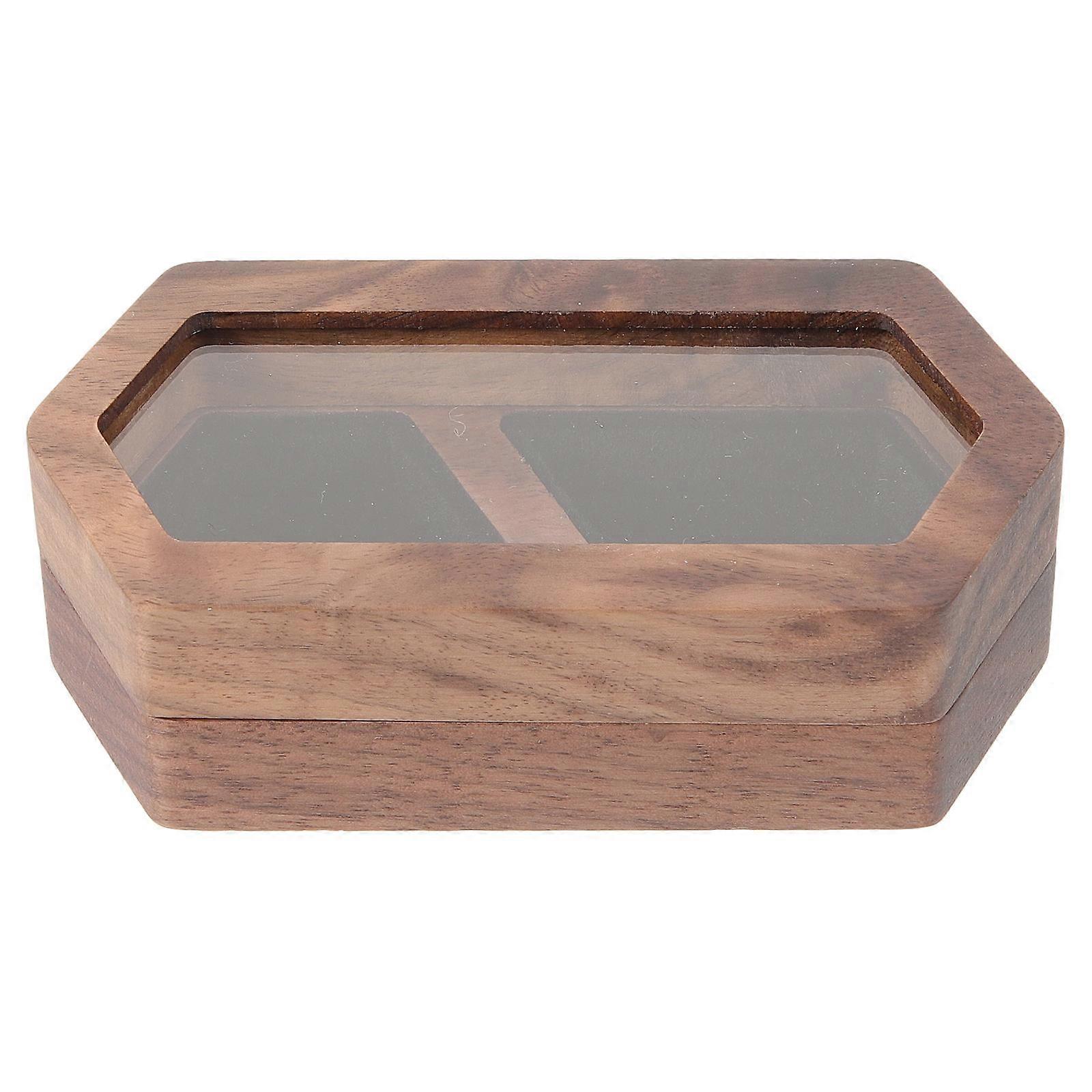 Earrings Box Jewelry Display Case Storage Protection Rectangular Wooden Ring Holder 1Pcs