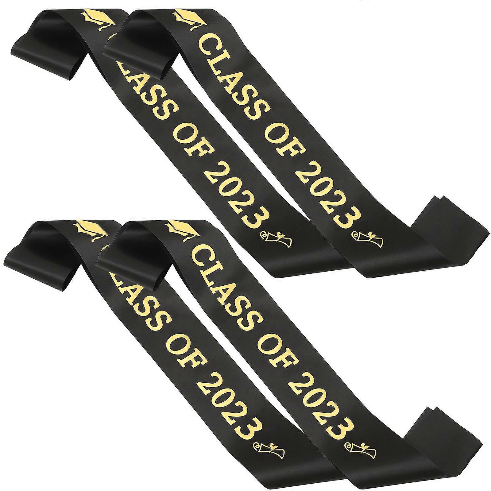 Fabric Sash for Decor Graduates Sash Graduation Party Class of 2023 Black 160X9.5CM Decoration 4Pcs