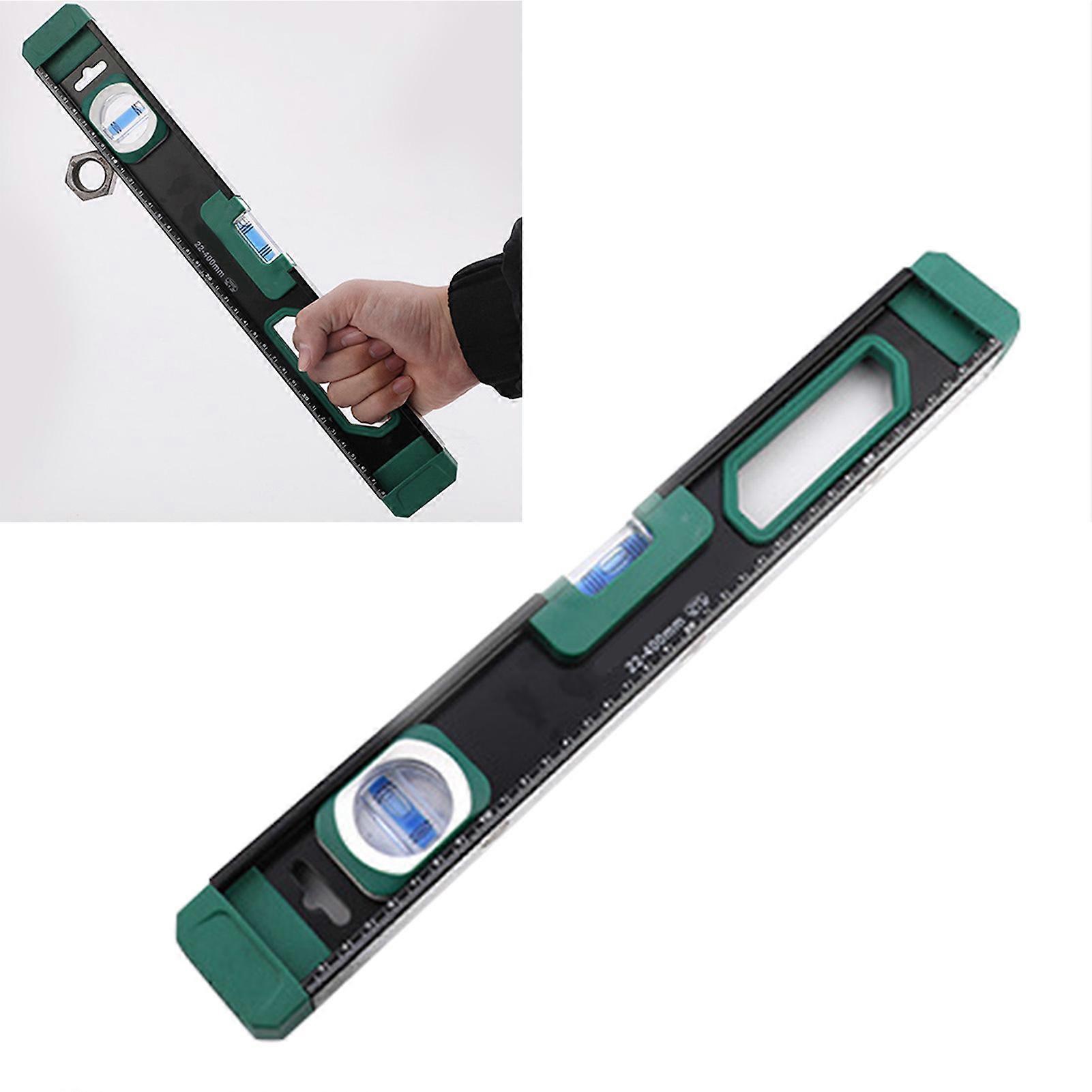 Magnetic Level Ruler with Scale Aluminum Alloy Horizontal Bubble Gauge Portable Measuring Tool 400mm / 15.7in 