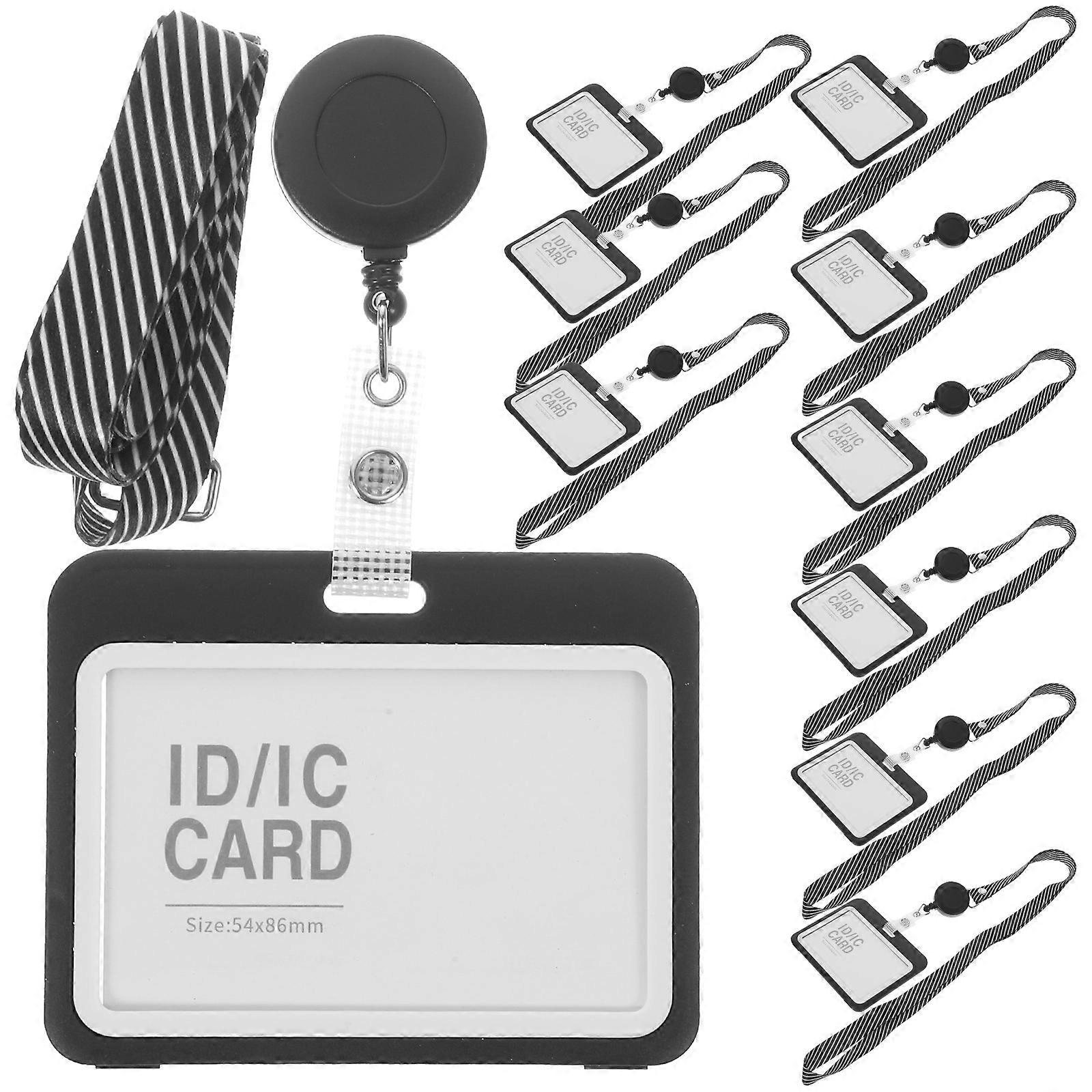 10 Pack ID Badge Holders with Lanyards – Transparent Card Sleeves for Game Cards, Work Badges, and ID Protection – Lightweight and for Easy Visibility