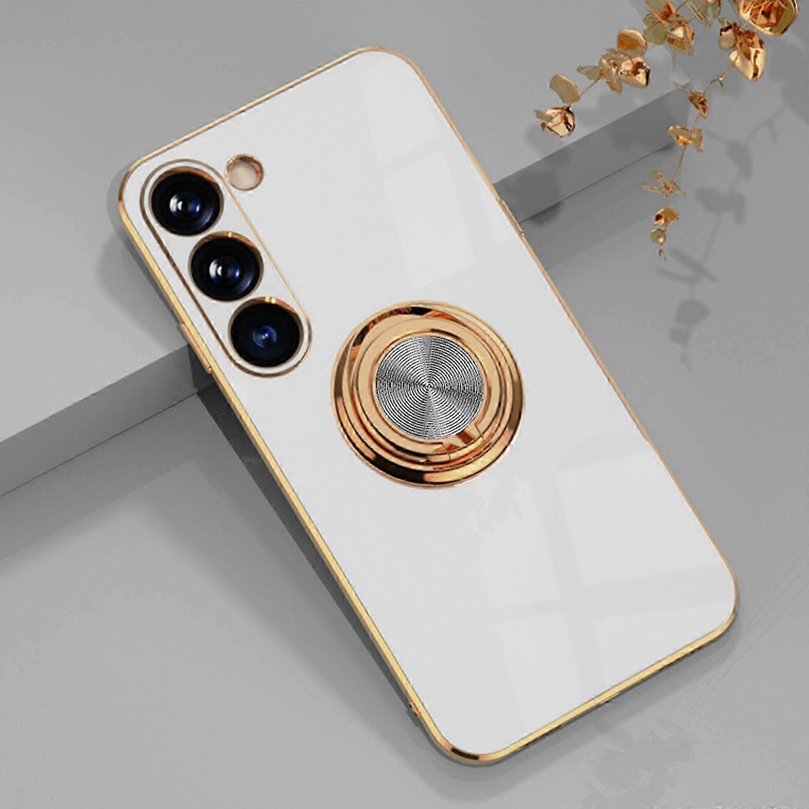 for Samsung Galaxy S24 Case with Ring Holder, Support Magnetic Car Mount, TPU Electroplated Kickstand Protective Phone Cover