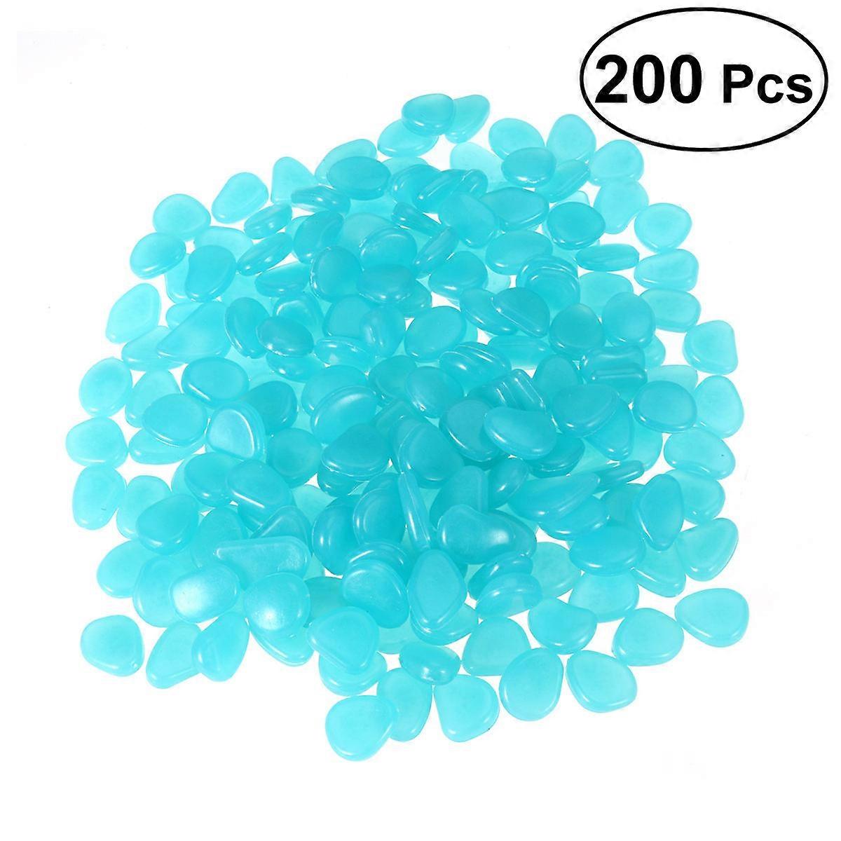 Aquarium Rocks For Fish Tank Glow In The Dark Garden Pebbles Decorations Outdoor Landscaping Blue Resin Oval Shape 200Pcs