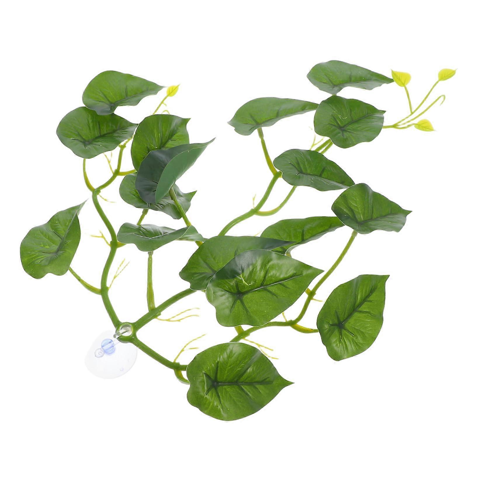 Reptile tank plants with suction cups, artificial plants for terrariums, decorations for reptile habitats, easy to install and durable.