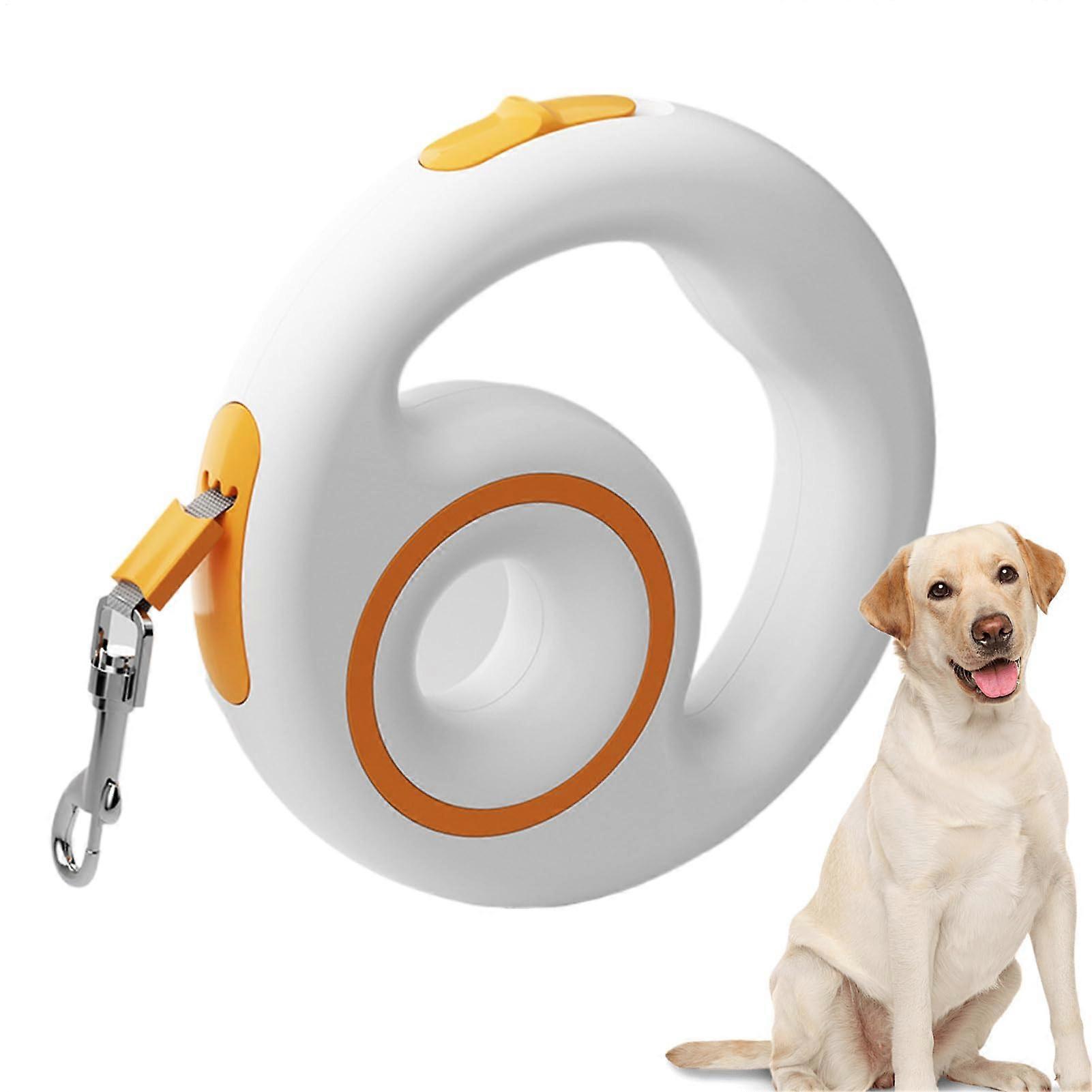 Retractable dog leash, automatic telescopic, portable, nonslip, shockabsorbing, lightweight, orange.