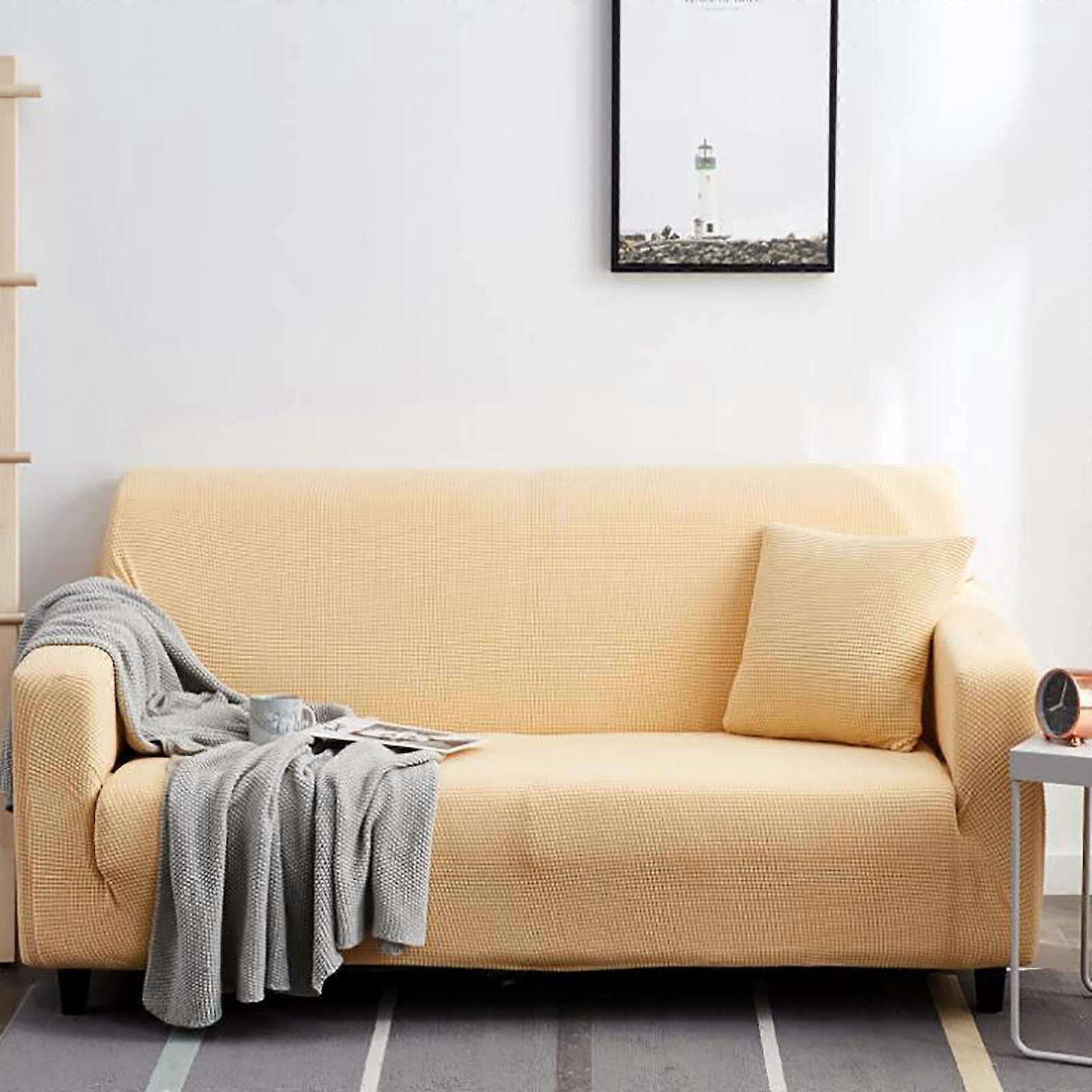 Plain Color Couch Covers, AntiSlip Thickening 1 2 3 4 Seater Elastic Sofa Slipcovers  B 1 Seater 90140cm