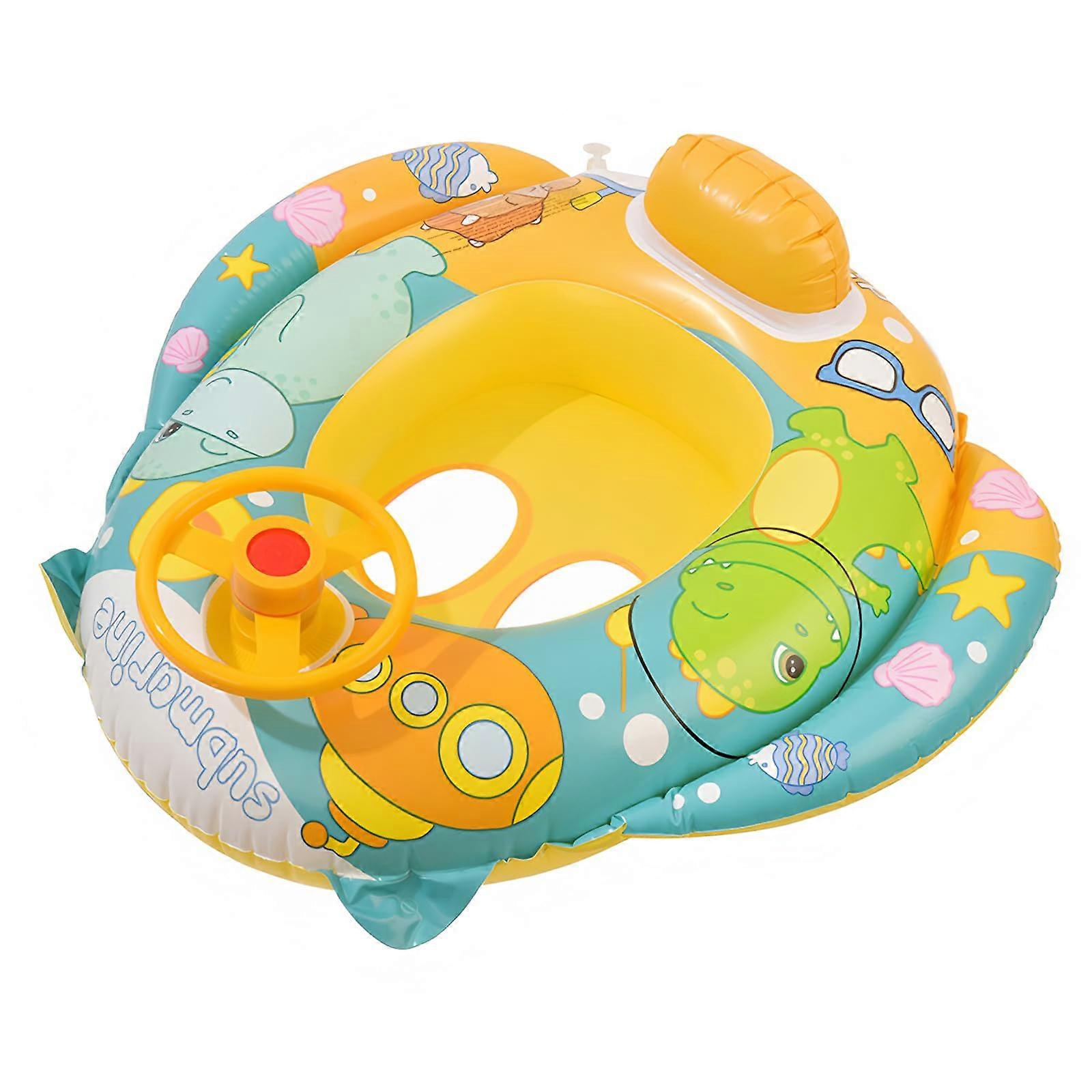 Baby Pool Float Canopy Inflatable Seat Swimming Ring for Toddlers 618 Months (Yellow)