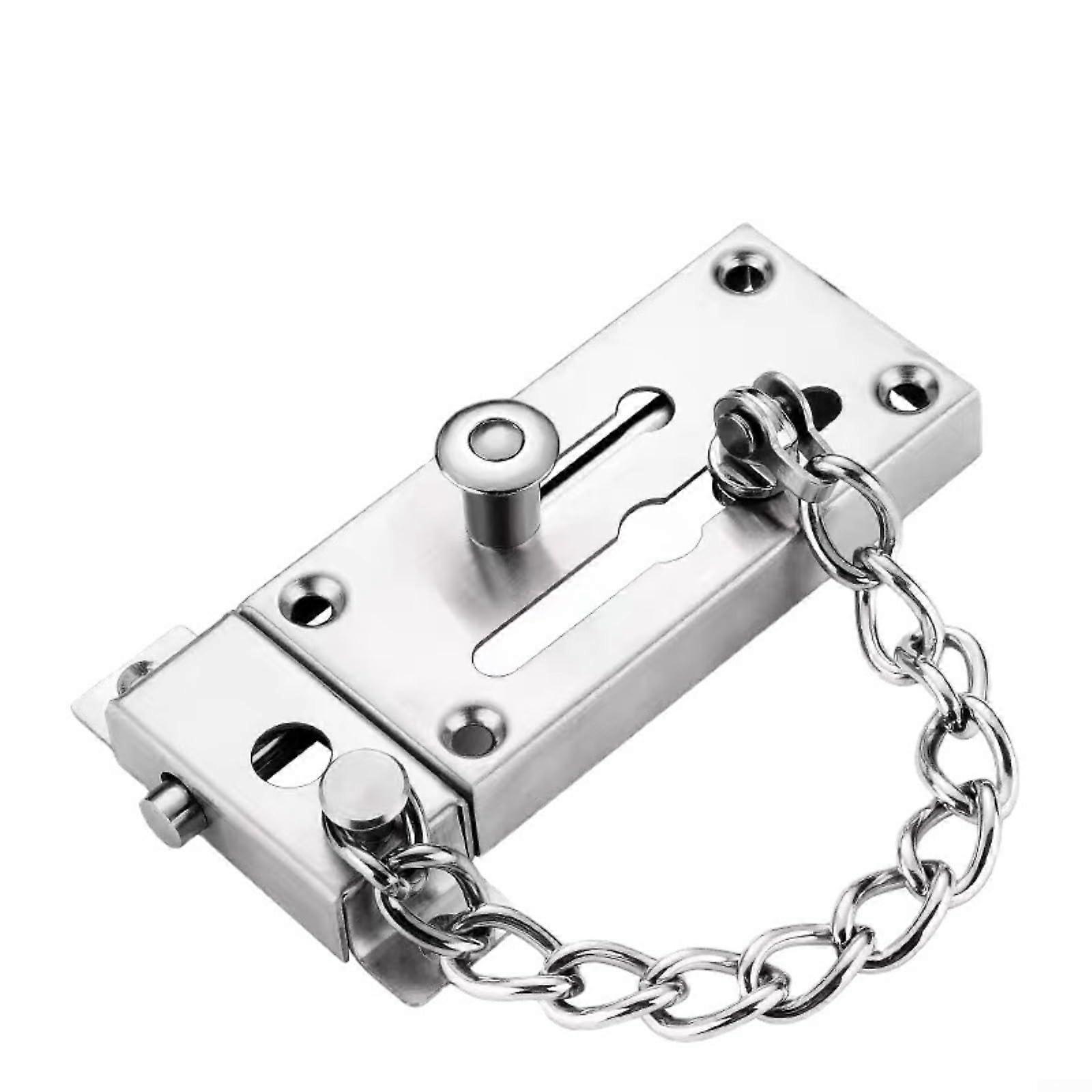 Door Chain Without Drilling, Heavy Duty Lock Bolt Security Latch for Front Entrance, Red Bronze Finish