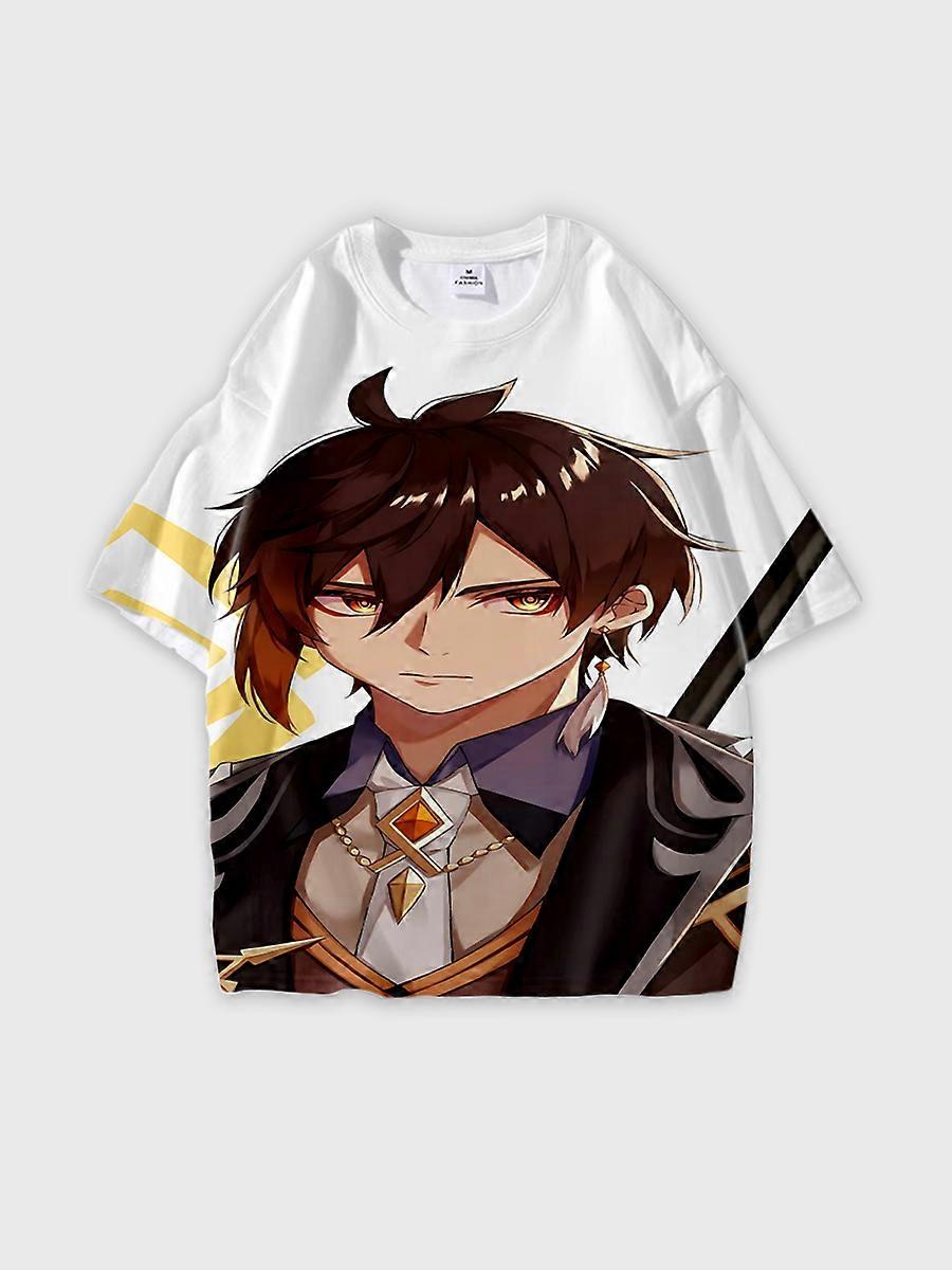 T-shirt round neck Role Pattern loose short sleeve D254