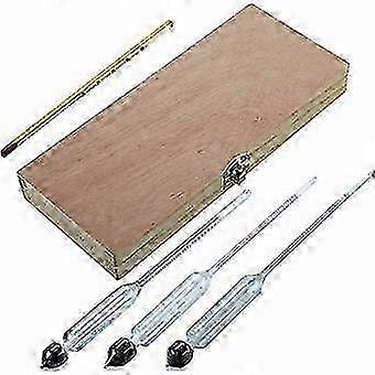 Professional Dual Scale Alcohol Measurement Set - Glass Hydrometer Tester for Home Brewing with Wooden Storage Box for Accurate Results