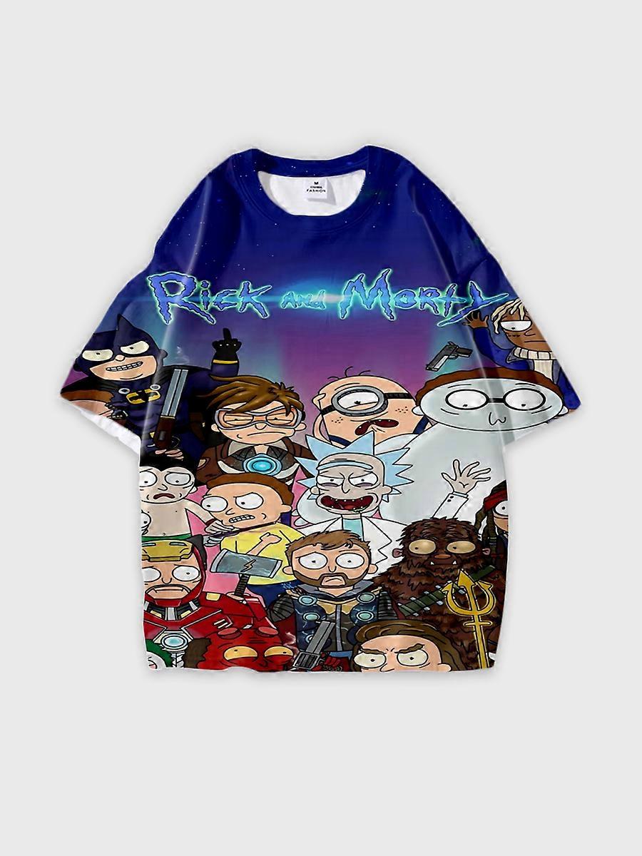 T-shirt round neck Animation Character Pattern loose short sleeve E1218