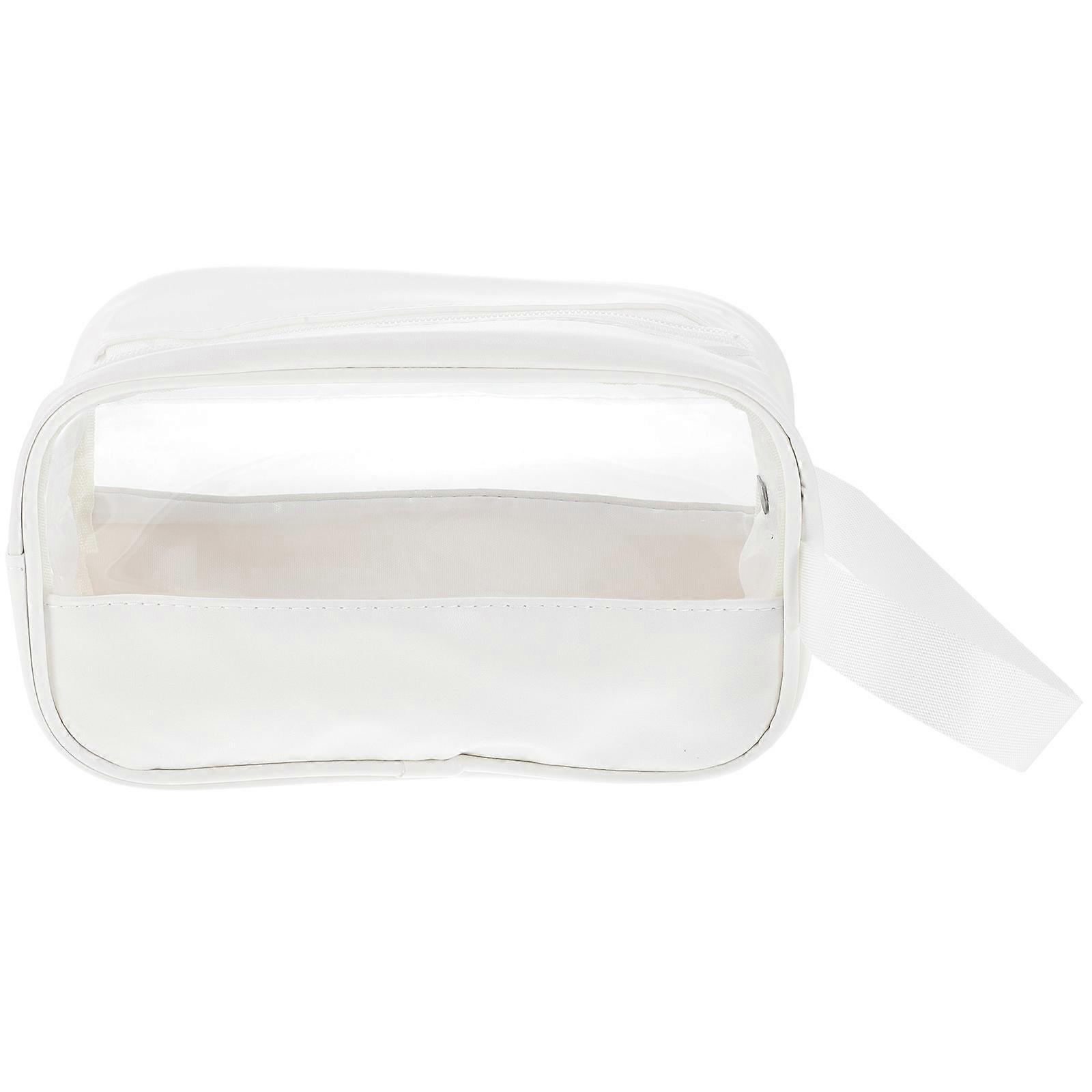 Rectangular Simple Makeup Bag Grey Cosmetic Storage Travel Use Zipper Design 1Pc