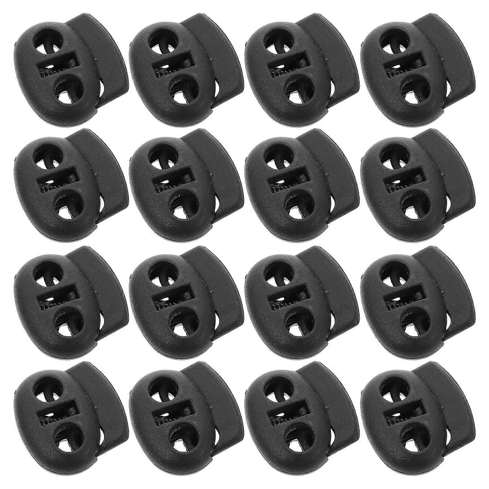 Plastic Spring Cord Lock Fastener For Drawstring Decoration And Mask Lanyards In Black Color With Firm Grip 200Pcs