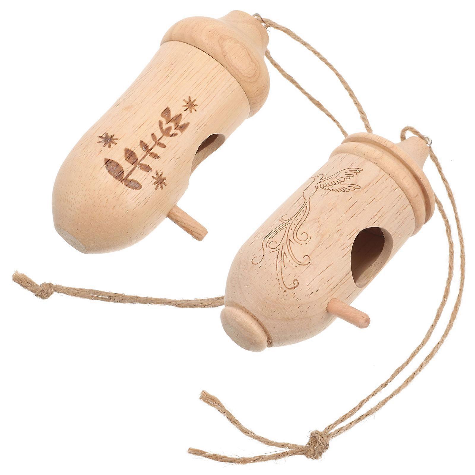 Khaki Hummingbird Wooden House for Decor Multi-functional Design with Synthetic Material 2 Pcs