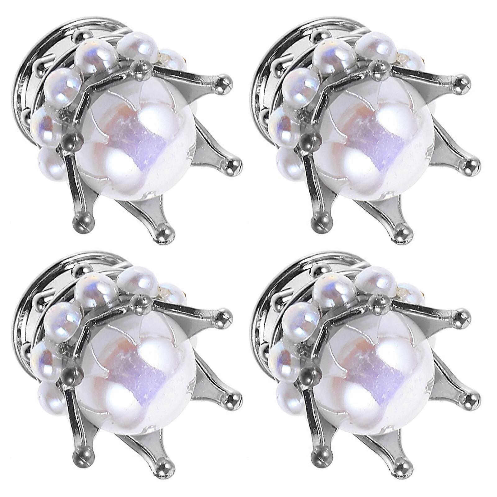 Tire Valve Cap with Rhinestone Decoration for Cars Adds Style and Protects Stems 4 Pieces Silver