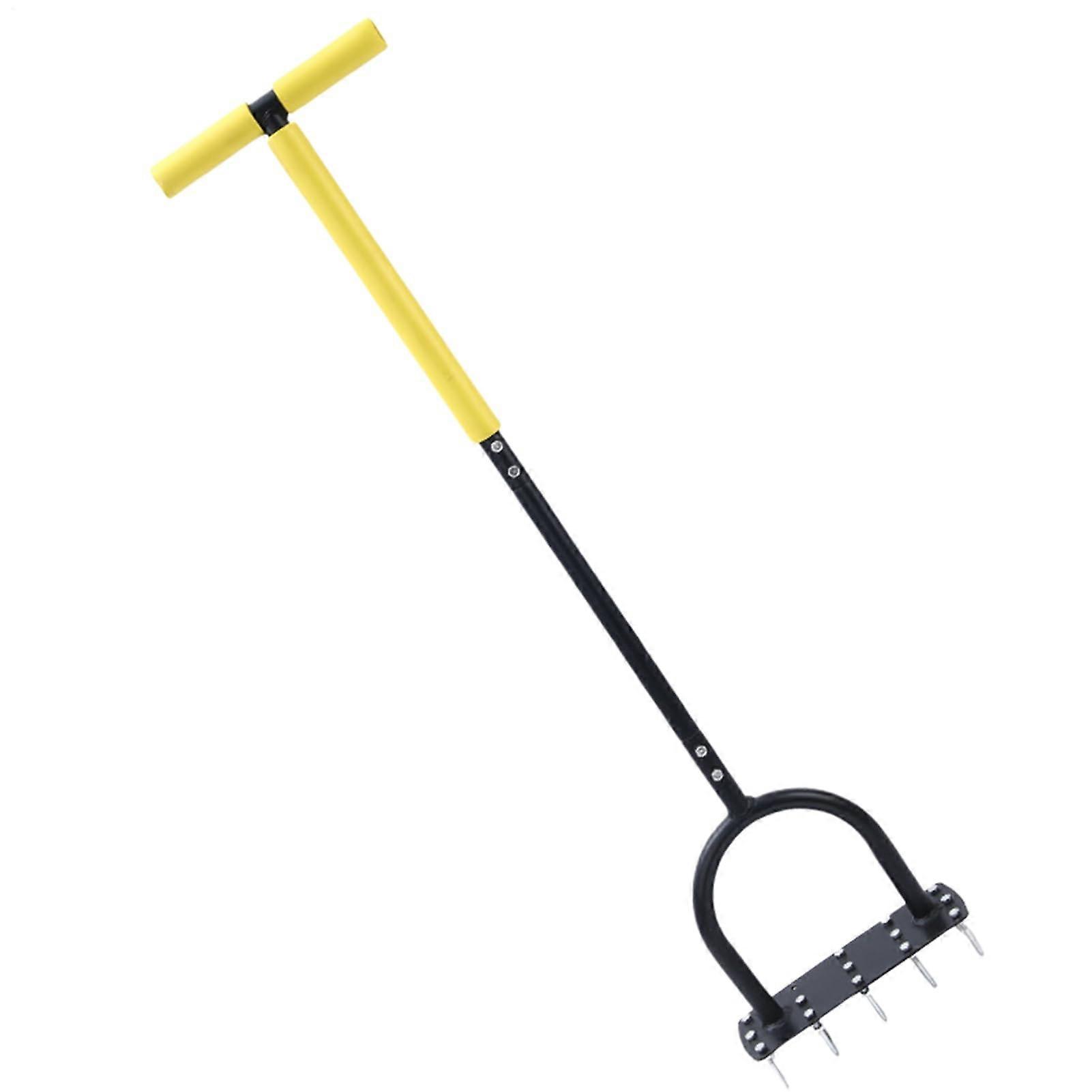 Lawn aerator, dethatching soil aeration for lawn areas Ergonomic dethatcher cultivator for soil care, landscaping, and agriculture.