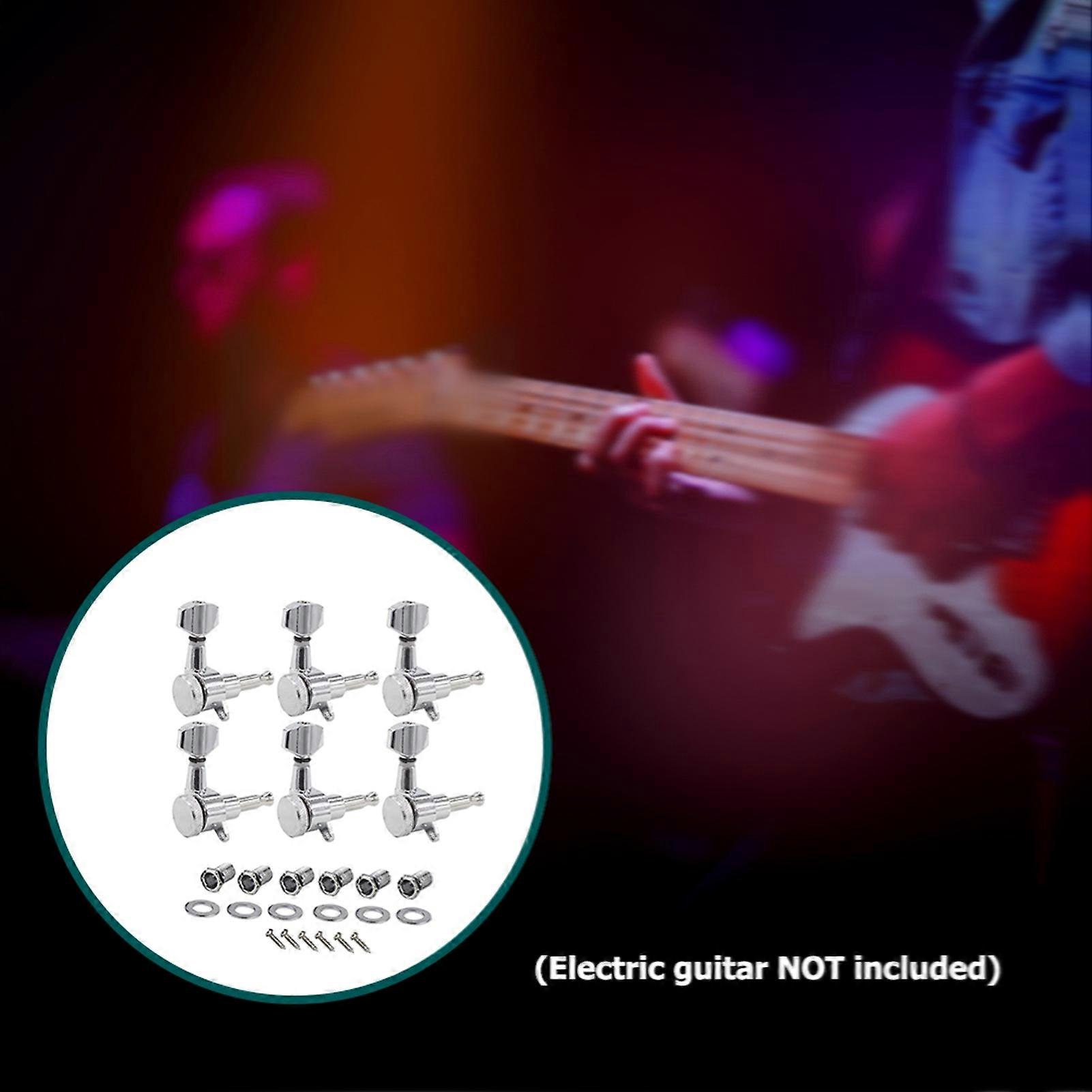 6 Right Inline Chrome Electric Guitar Tuning Pegs Set 1:18 Ratio