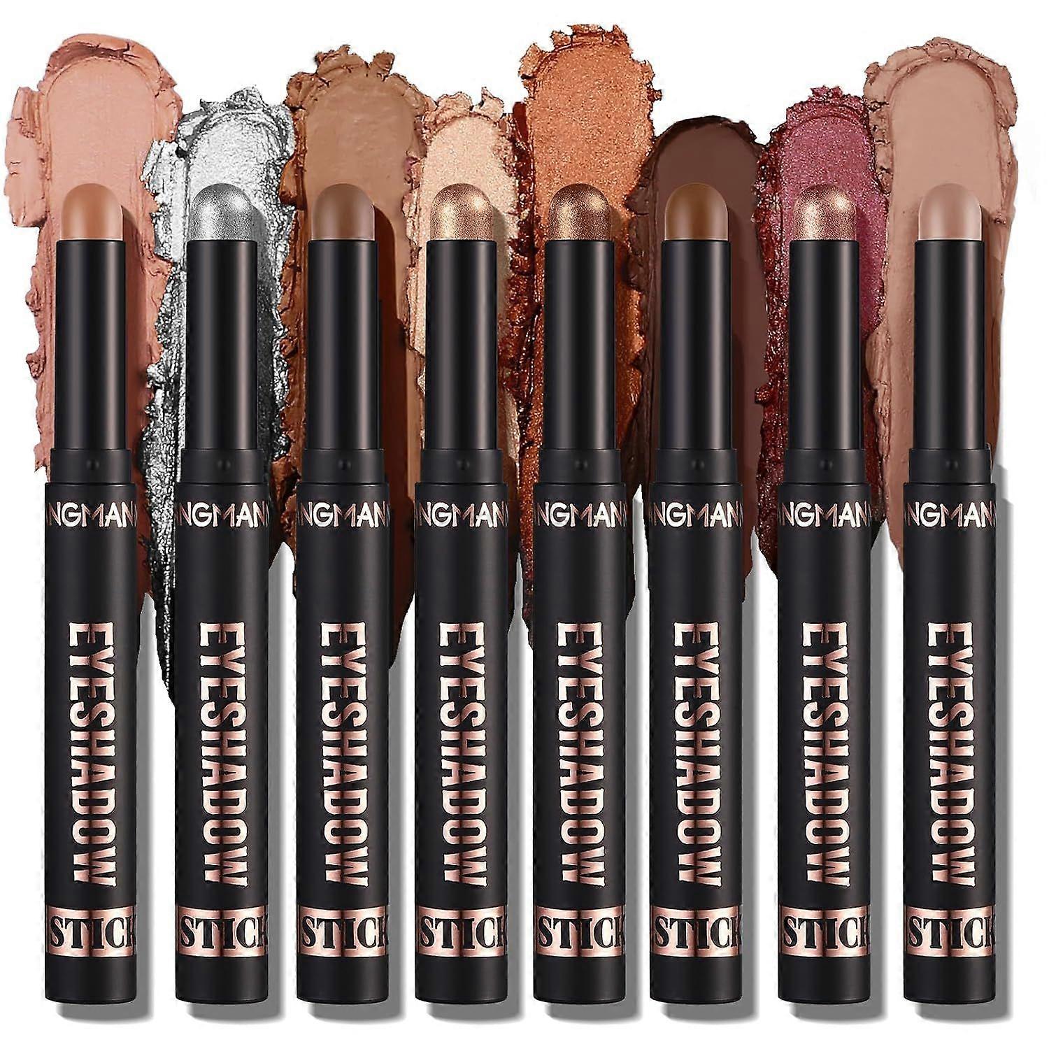 Eyeshadow Stick Set, 8 Colors Matte Professional Bright-Colored Contouring and Highlight Eyeshadow Stick, Cream Waterproof Long Lasting High Pigmented