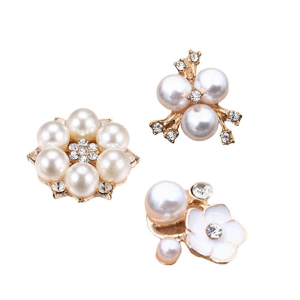 Beautiful Pearl Embellishment Rhinestone Buttons for DIY Crafts Alloy Assorted Color