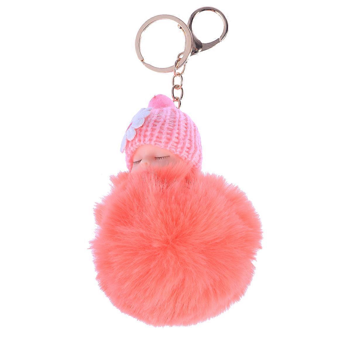 Doll Keychain with Plush Ball Design, Perfect for Bags and Keys, Creative Accessory