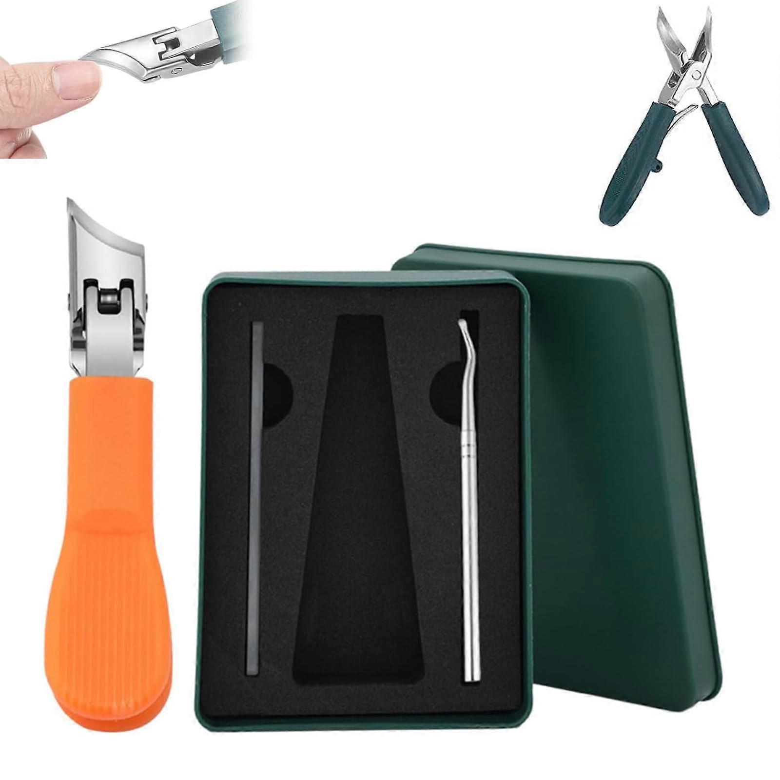 Eagle Beak Beveled Nail Clippers Set, Multifunctional Large Opening Clippers for Thick and Ingrown Toenails, White