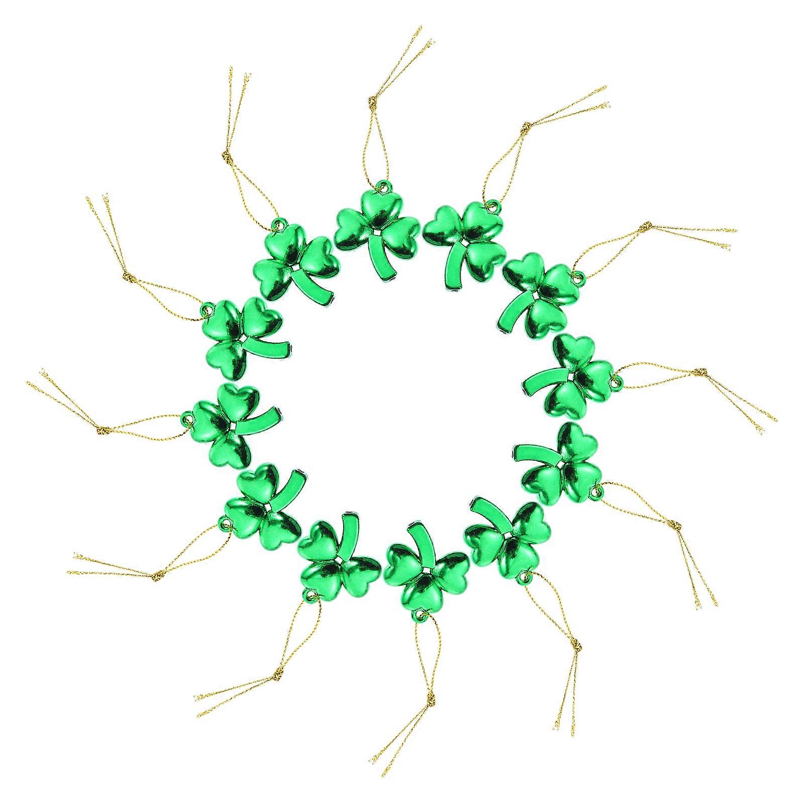 Shamrock Shape Ornaments 12Pcs For St Patrick's Day Party Decorative Items Green Plastic Material