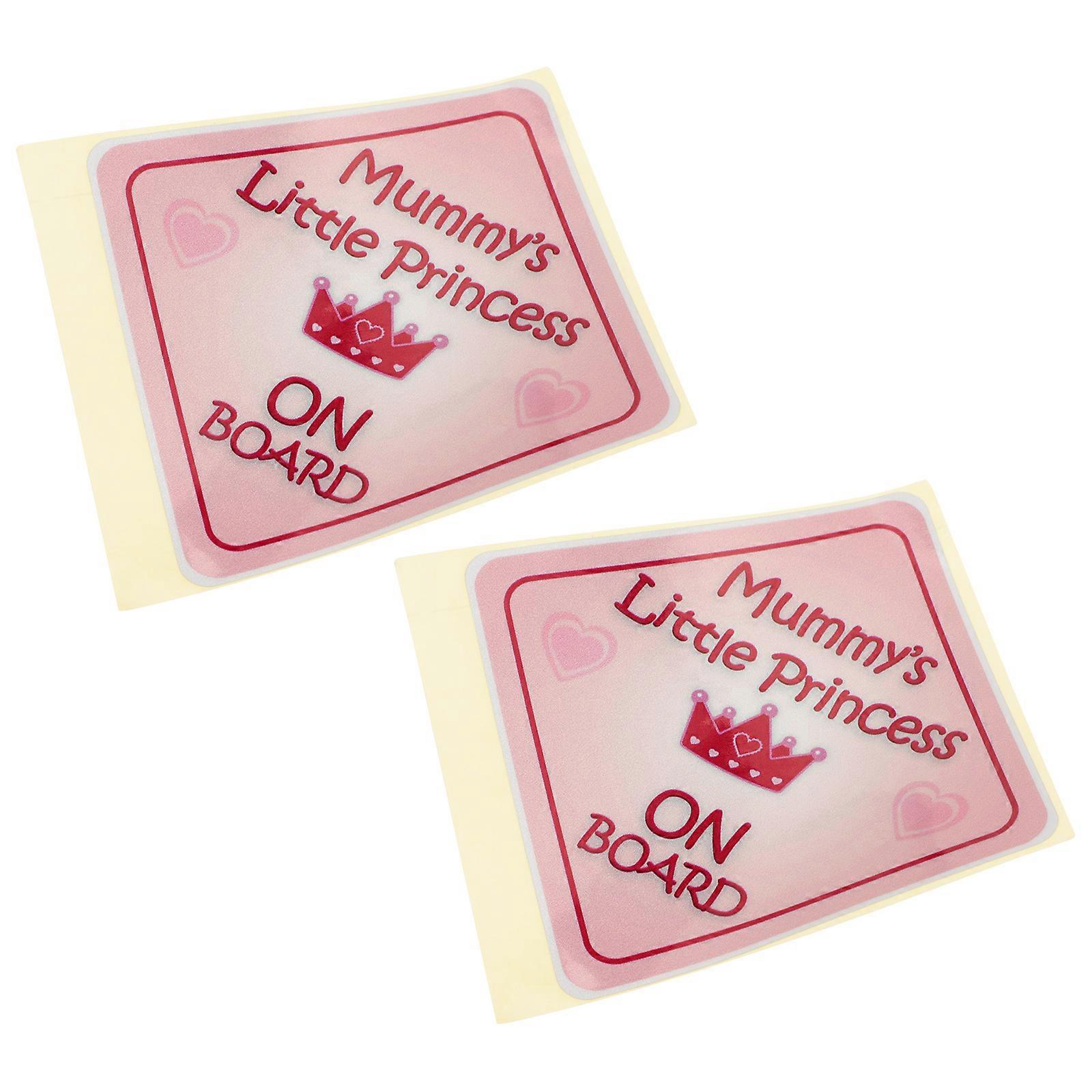 Cute Mummy's Little Princess Safety Sign Sticker 2pcs, Removable Car Decal for Windows & Bumpers, Easy to Apply, No Residue