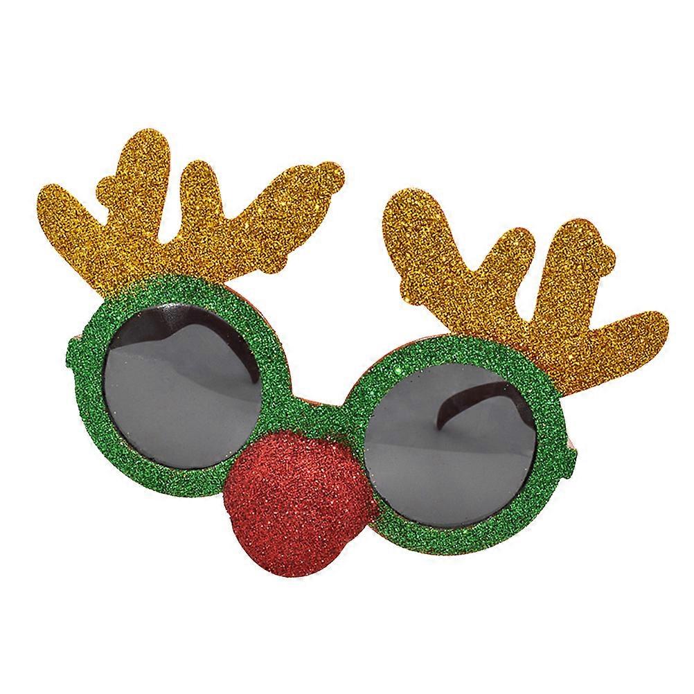 Party Glasses Frame With Red Nose And Glitter Reindeer Antlers For Both Adults And Children Multi Color Lightweight 1Set