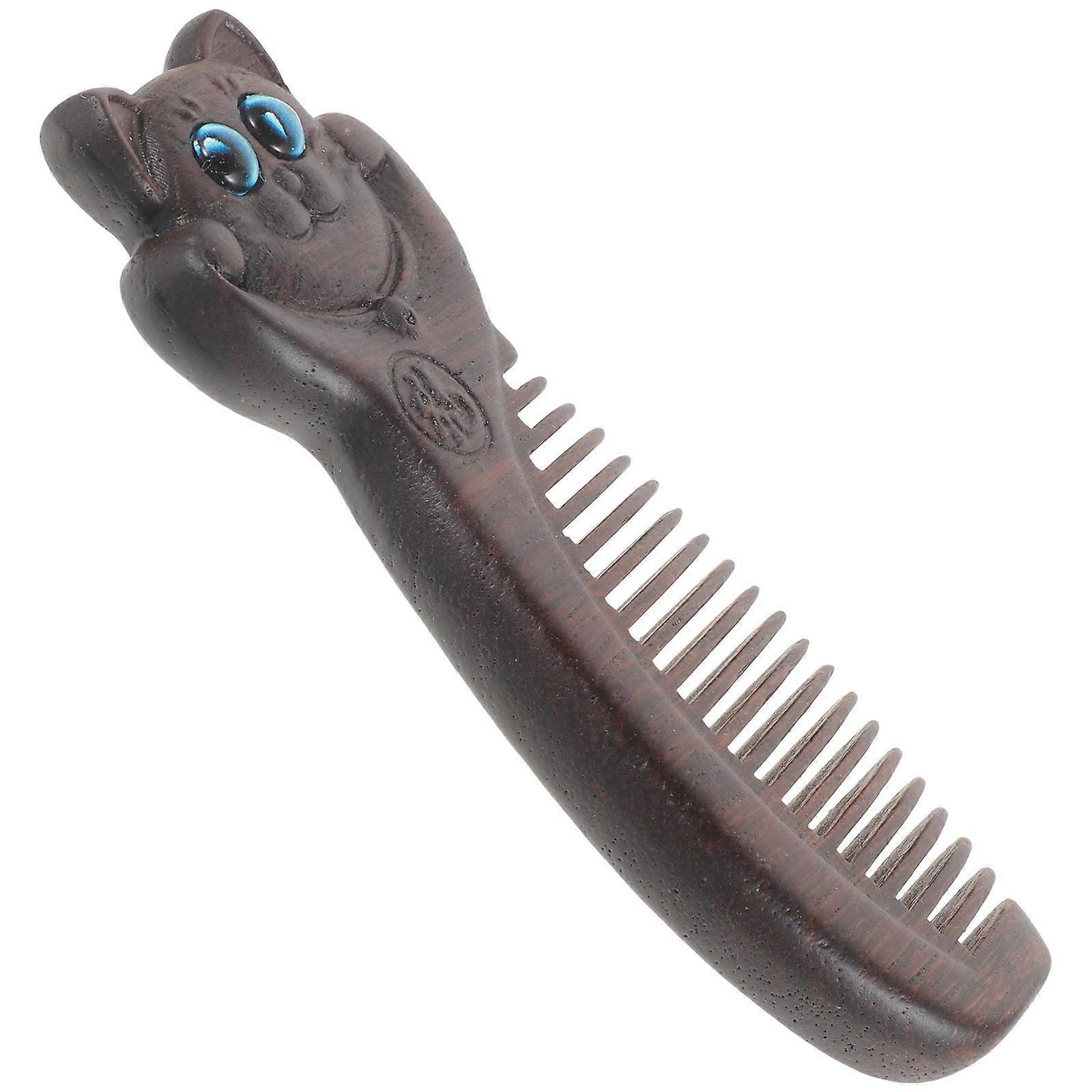 Wooden Hair Comb for Hair Styling Wide Tooth Detangling No Static Black Color Easy to Carry