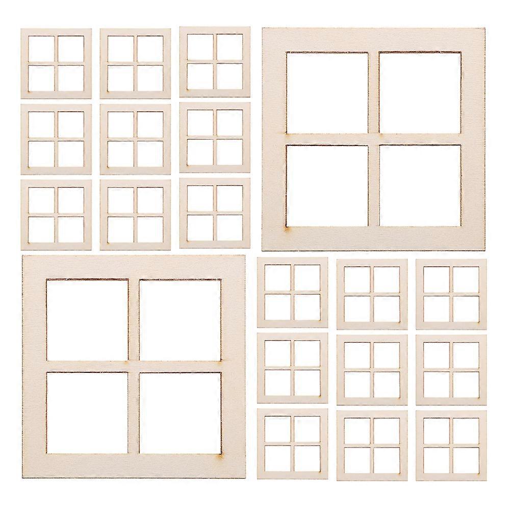 Mini Furniture Window 24Pcs Wooden Miniature Dollhouse Window Perfect For Educational Use Beige Dollhouse Accessories With DIY Craft Functions