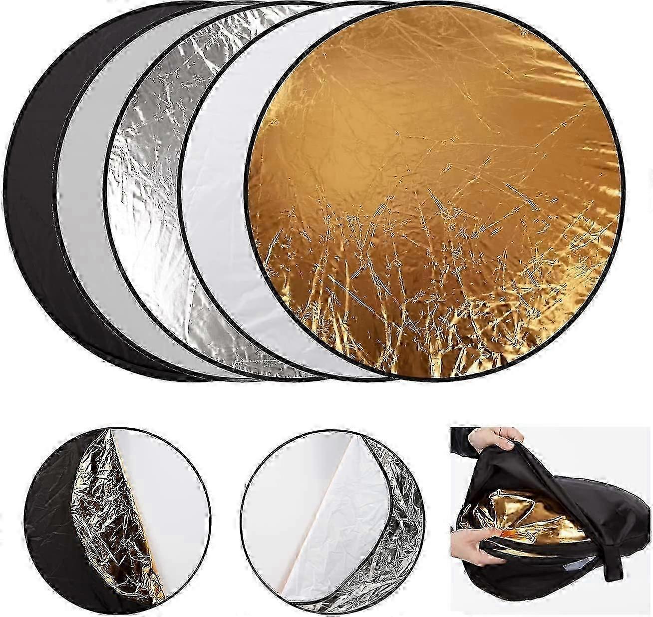 60cm Portable 5 in 1 Foldable Mirror Studio for Professional Photography with Multi Disc Reflector