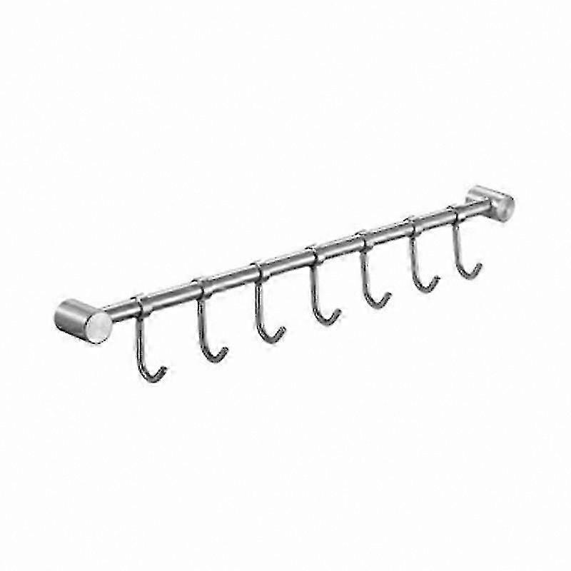 Wall Mounted Kitchen Rack with 7 Hooks for Utensil Storage Hanging Pot Spoon Drainer Glove Organization Solution