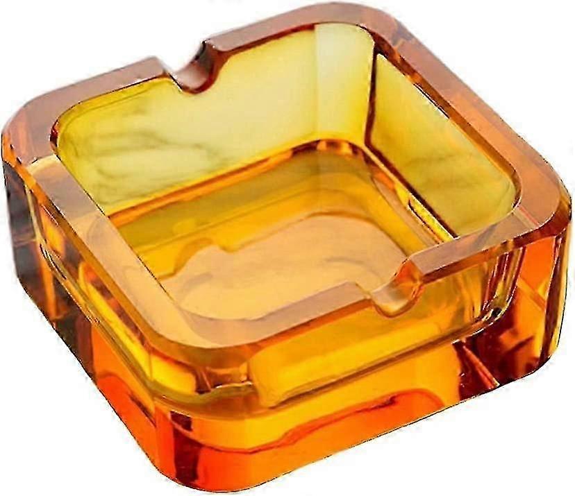 منفضة سجائر مربعة الشكل من الكريستال، هدية إبداعية أنيقة، مناسبة للمكتب المنزلي والمقهى والفندق، باللون البرتقالي