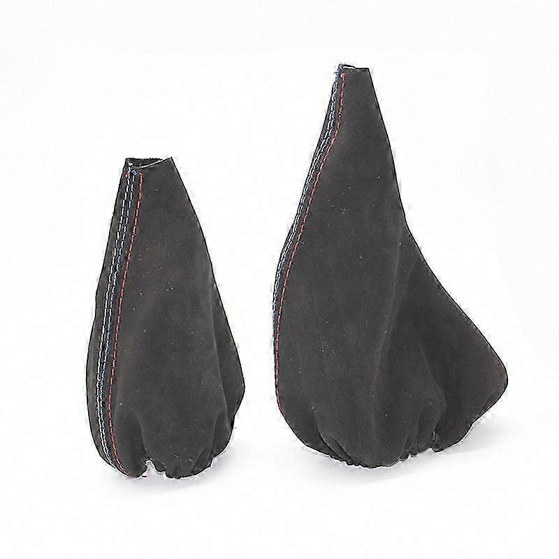 Manual Gear Shift Collar Handbrake Boot Cover for 3 Series E36 E46 E30 E34 M3 Z3 - Black Suede Leather