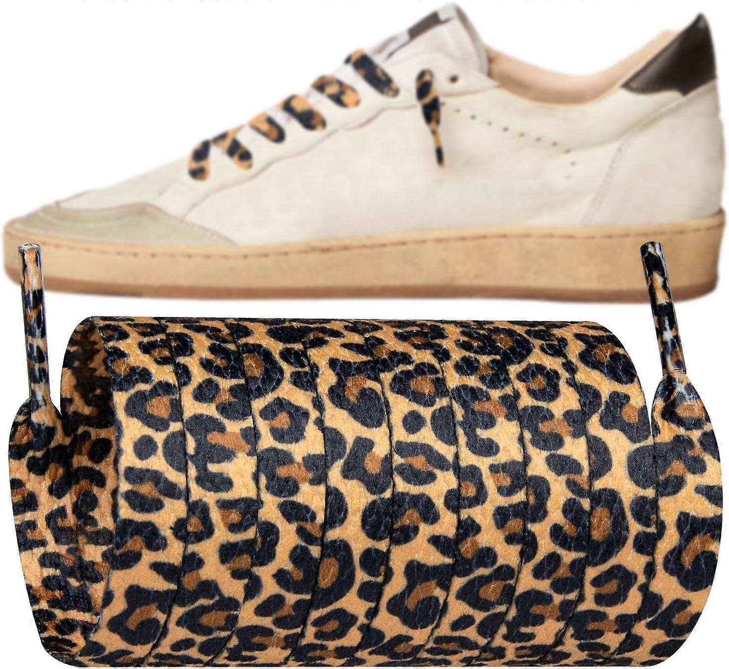 Leopard Print Shoelaces for Golden Goose Sneakers, 8MM Flat Cheetah Shoe Laces Replacement Strings for GG Leopard 1  54Inch