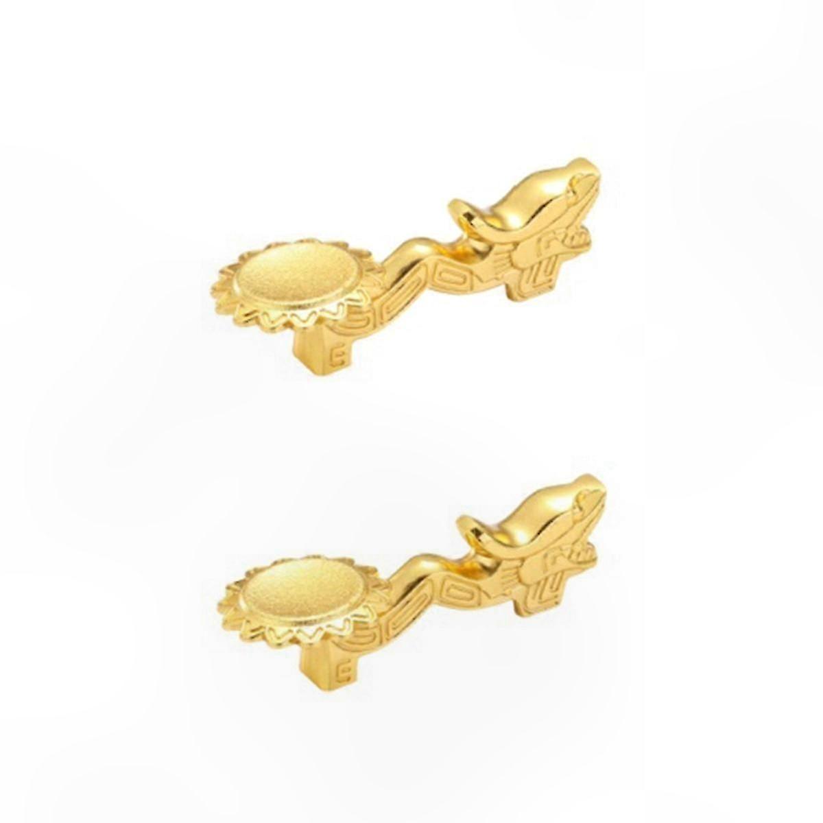 Retro Dragon Design Chopstick Holder with Knife and Spoon Stand, Golden Alloy, 2 Pieces