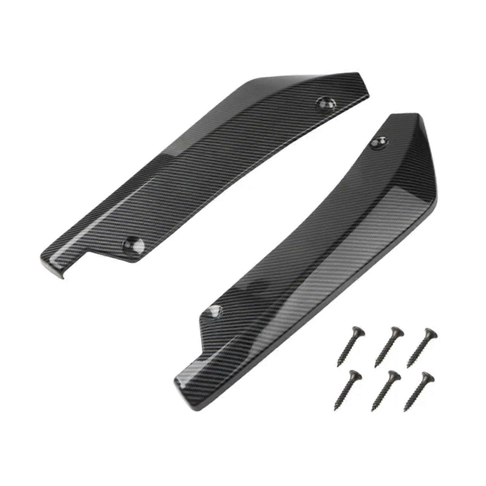 Spoiler Universal Car Rear Bumper Lip Diffuser Splitter Black Carbon Fiber 2-Piece Scratch Protector Angle Splitters