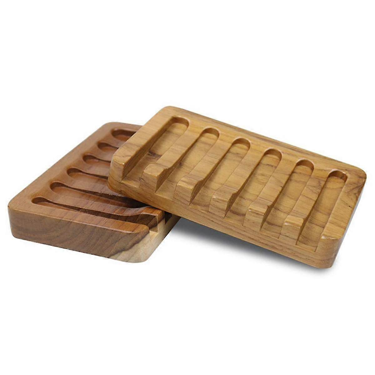 Soap Dish with Slanted Waterfall Design, Bar Soap Holder Teak Wood, Soap Saver for Shower,Bathroom, Sink, Kitchen