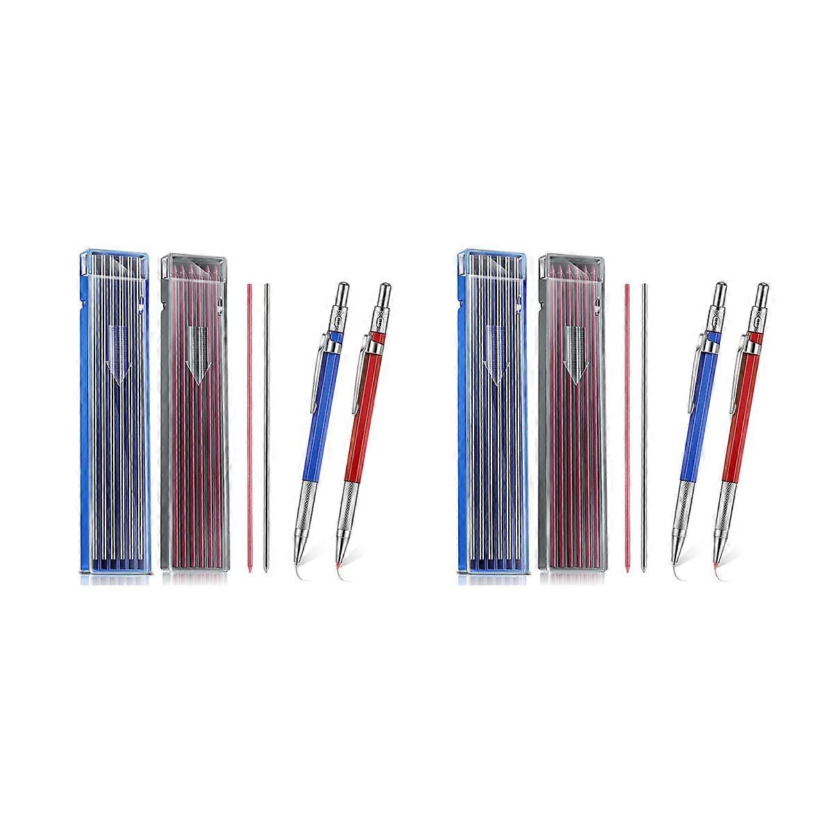 4 Pcs Welders Pencil with 48 Pcs 2mm Refills Mechanical Pencil with Built in Sharpener Carpenter Pen