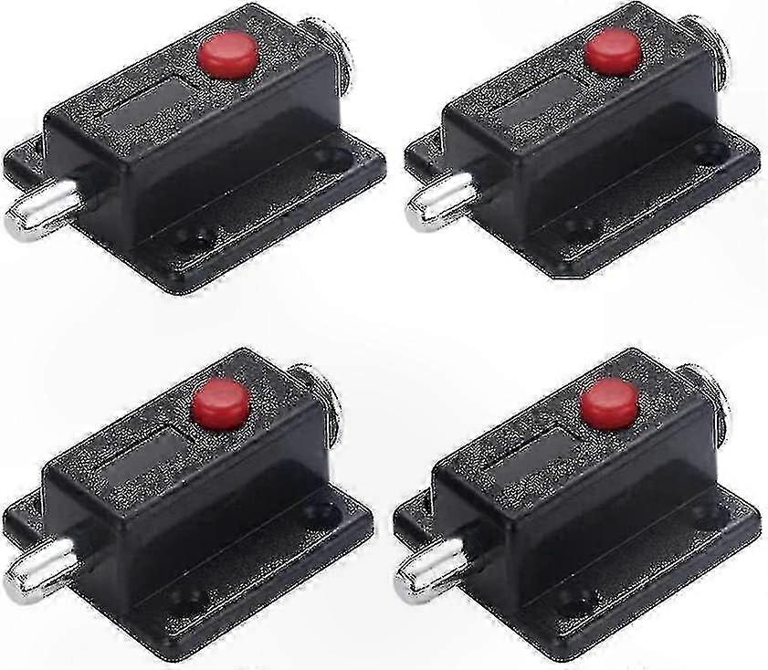 Spring-Loaded Door Latch with Push Button, Black, 10 Pack