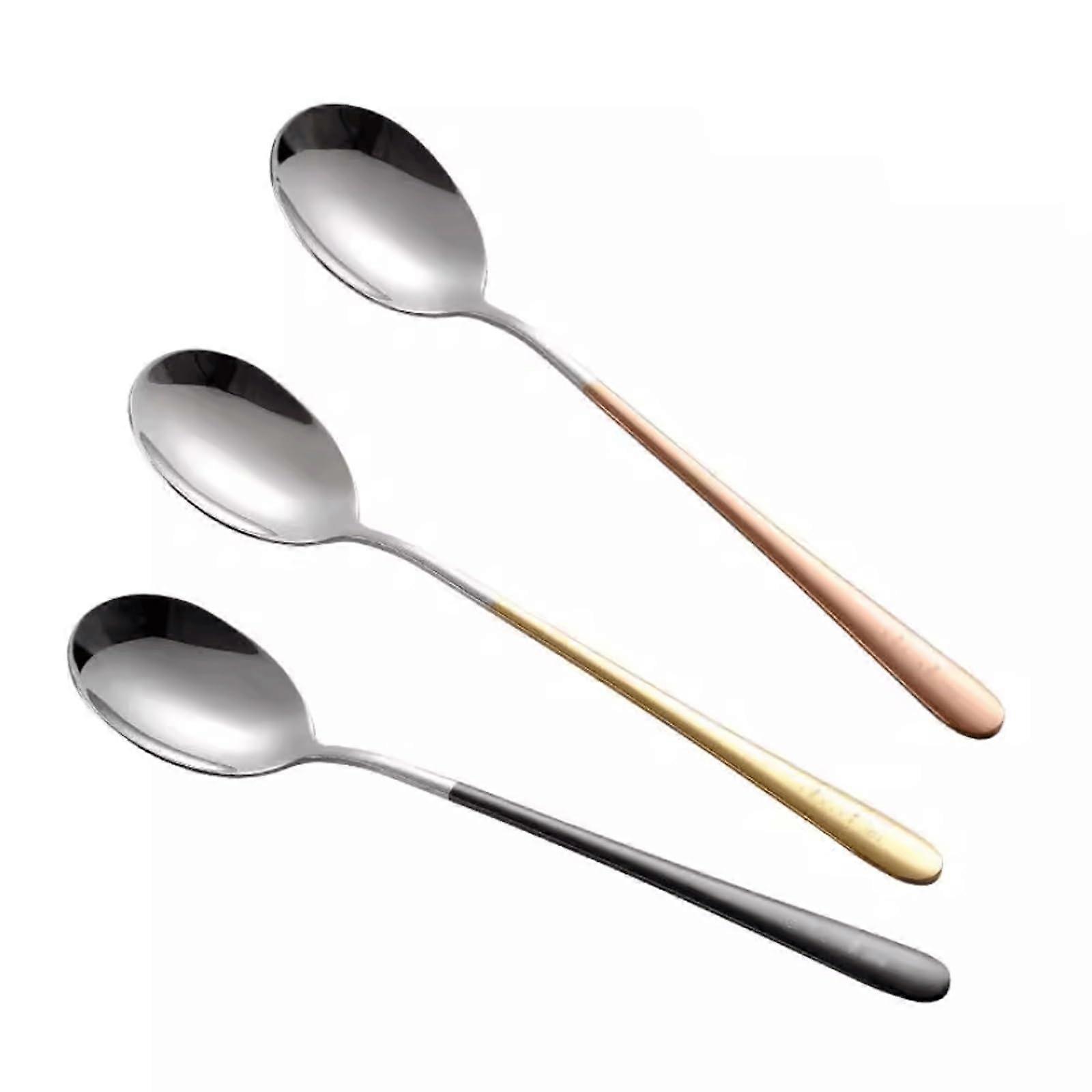 Korean Spoon Set Stainless Steel LongHandle Tableware for Buffets and Dinner Parties ThreeColor Set