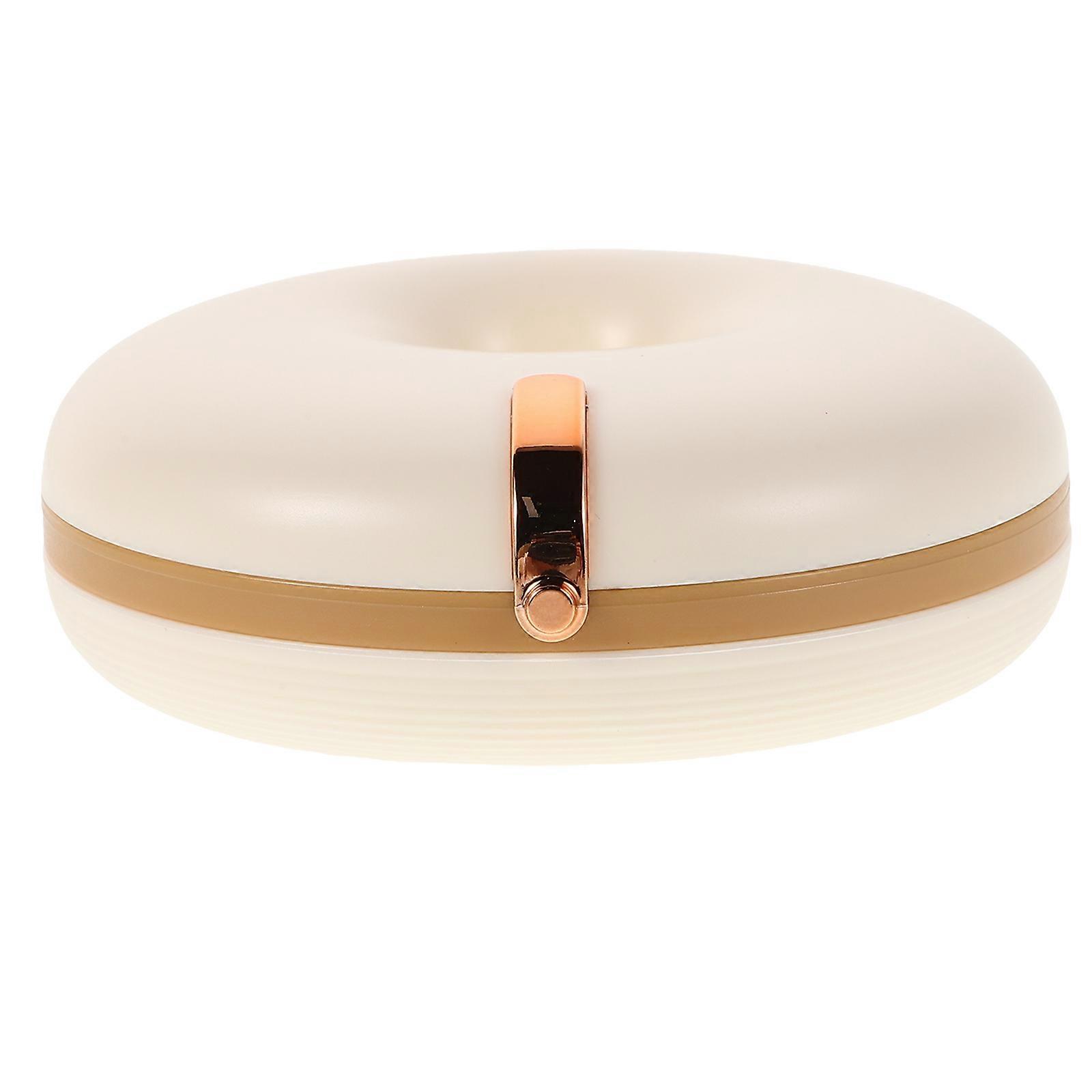 Portable Orthodontic Retainer Case for Kids with Cute Donut Design White Plastic Travel Storage Container 3.5 x 2.8 inches