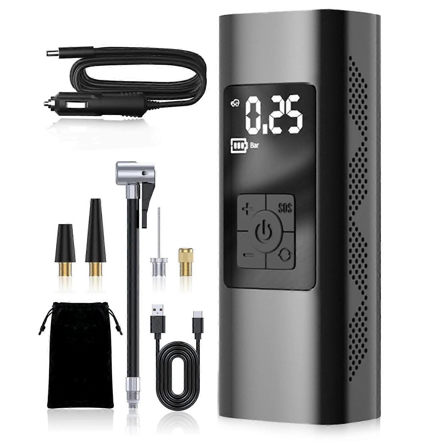 Tire Inflator Portable Air Compressor, 150 PSI Cordless Portable Air Pump For Car Tires, LCD Display Portable Tire Inflator With Tire Pressure Gauge,