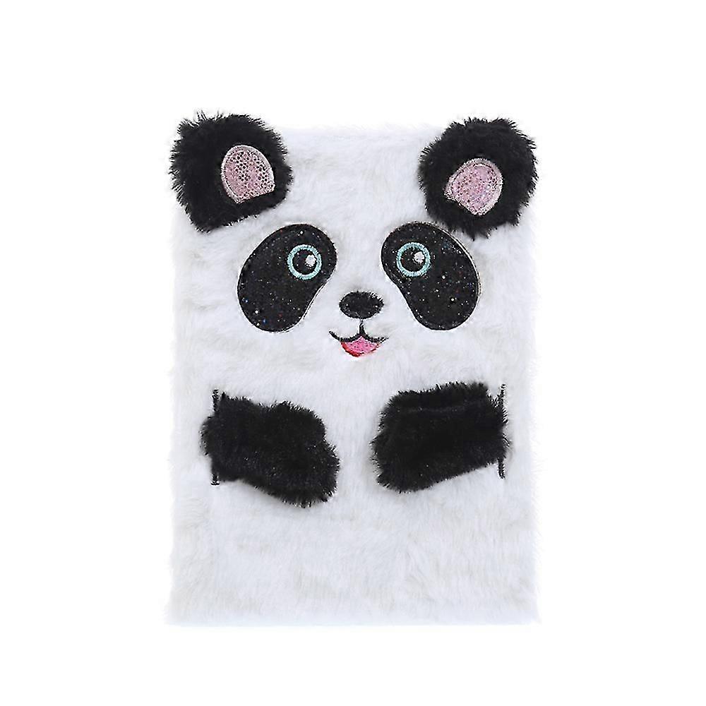 Plush Notebook, Faux Fur Notebook for Kids, Panda Pattern Diary Journal Hardcover Notebook Writing