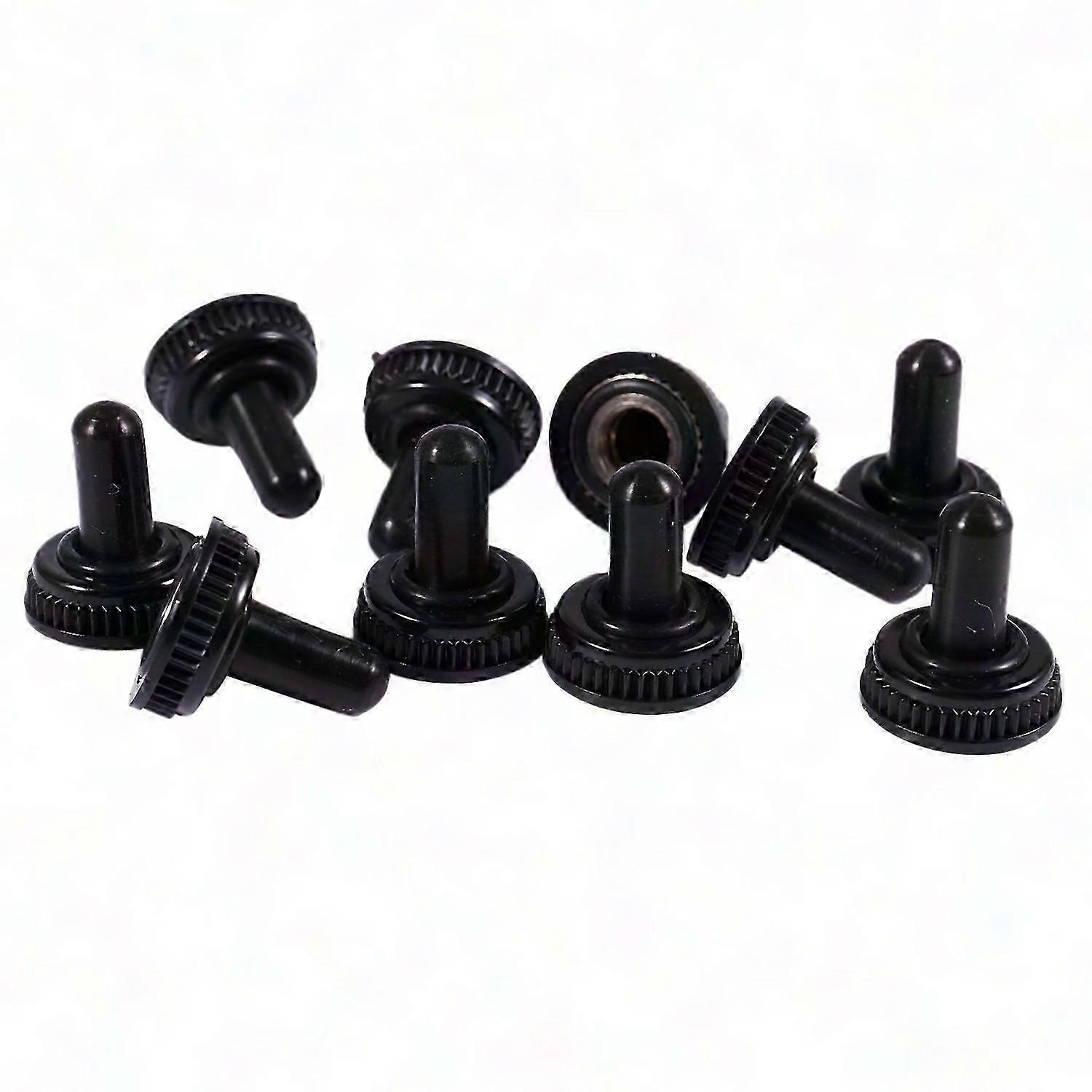 10-Pack Waterproof Toggle Switch Boot Caps, 6mm Black Rubber Covers