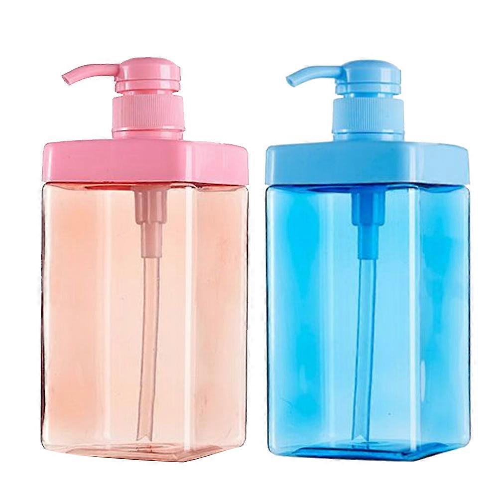 Bathroom Shower Dispensers 800ml Refillable Pump Bottles Baby Shampoo Container Smooth Nozzle Assorted Color 2Set