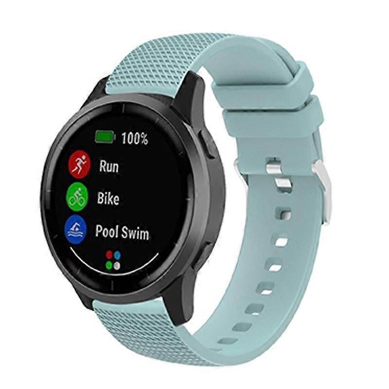 Grid Design Soft Silicone Wrist Band 20mm Smart Watch Replacement Strap with Silver Buckle