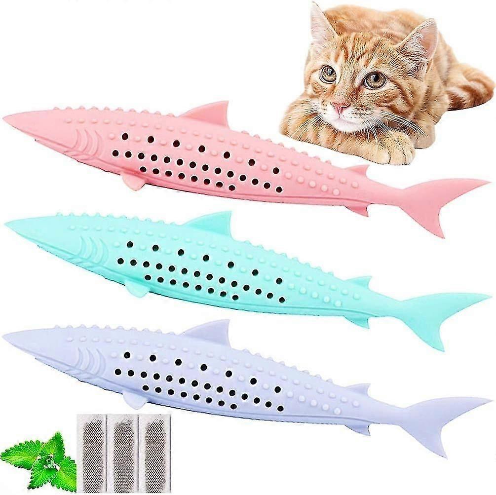 Cat Toothbrush, 3 Pack Interactive Dental Cat Toy, Silicone Teething Chewable Teeth Cleaning