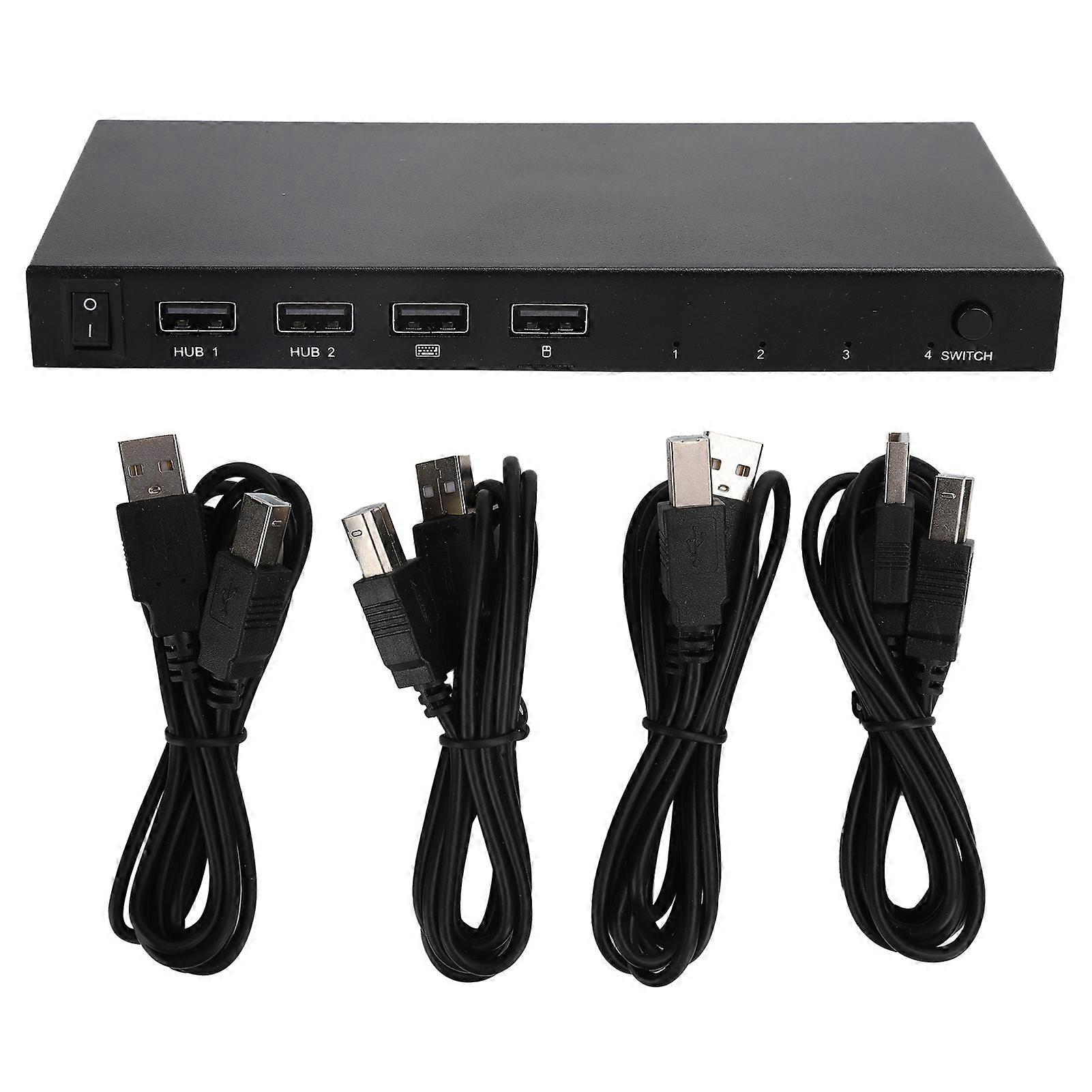 KVM Switch 18Gbps 4in1out - Control Multiple Hosts with 4K HD and Shared Devices