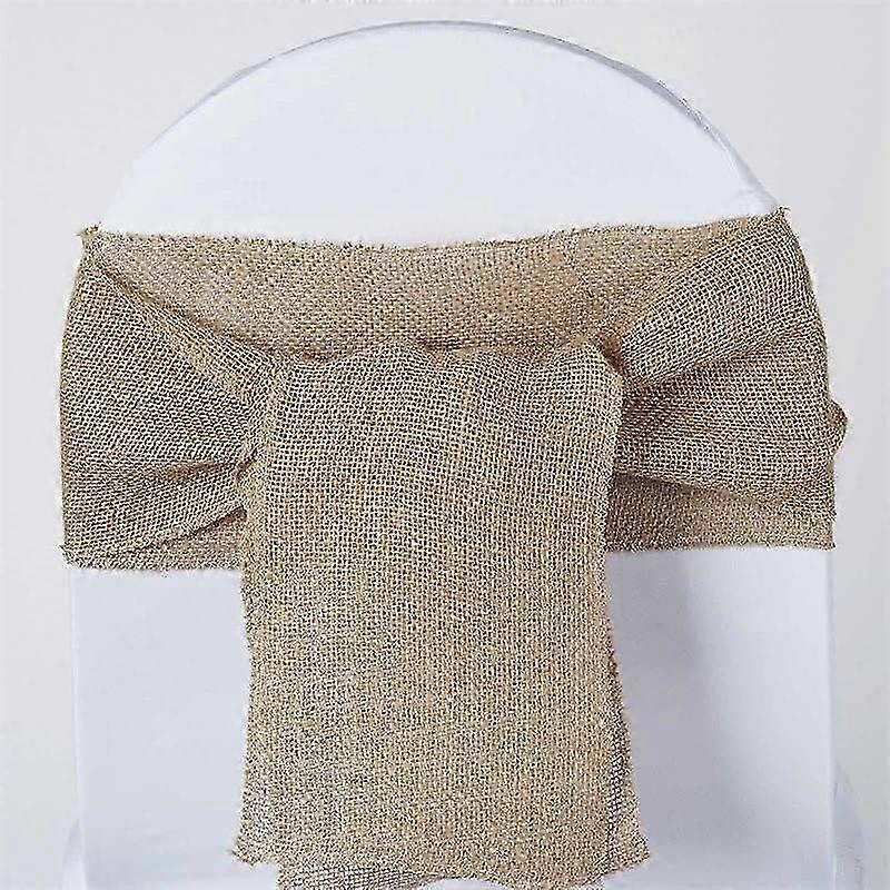 5PCS X Splendid Burlap Chair Sash Natural Tone